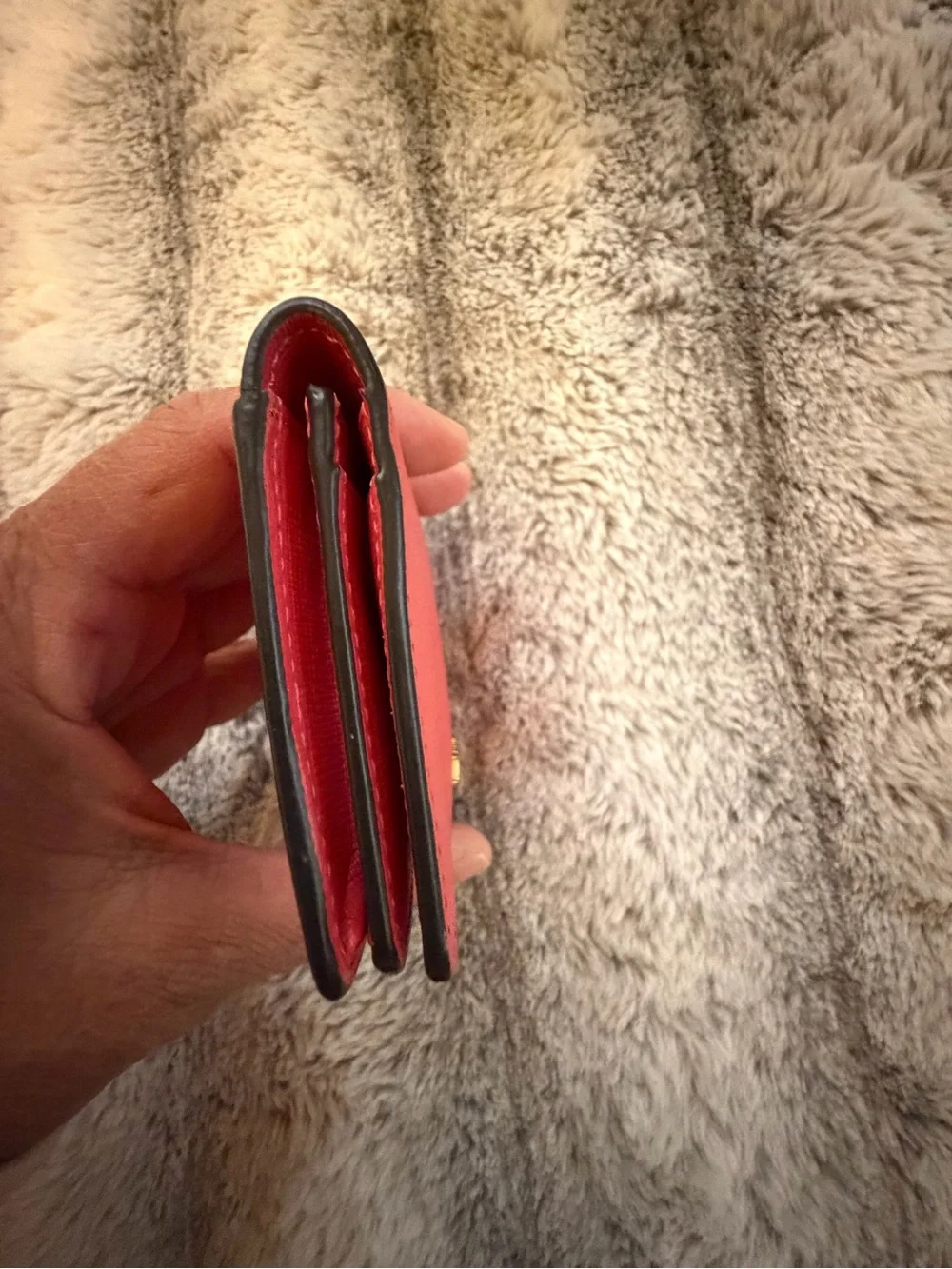 Furla New Coral Pink Saffiano Leather Snap Card Holder Wallet